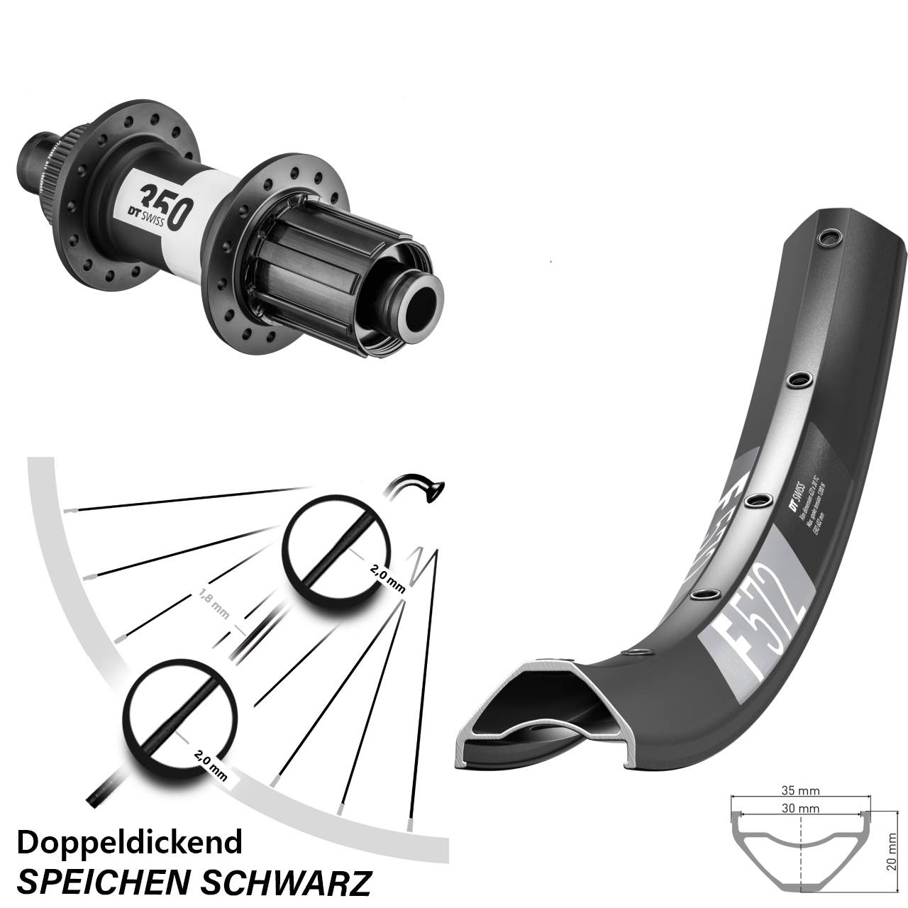 27,5 Zoll DT Swiss F572 Hinterrad 350 Centerlock 8-11 fach 12x148