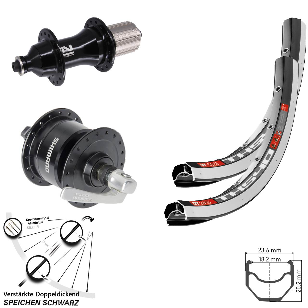28 Zoll DT Swiss TK540 Novatec F162 Heavy Duty Shimano DH-3N72 Laufradsatz QR 8-12 fach HG