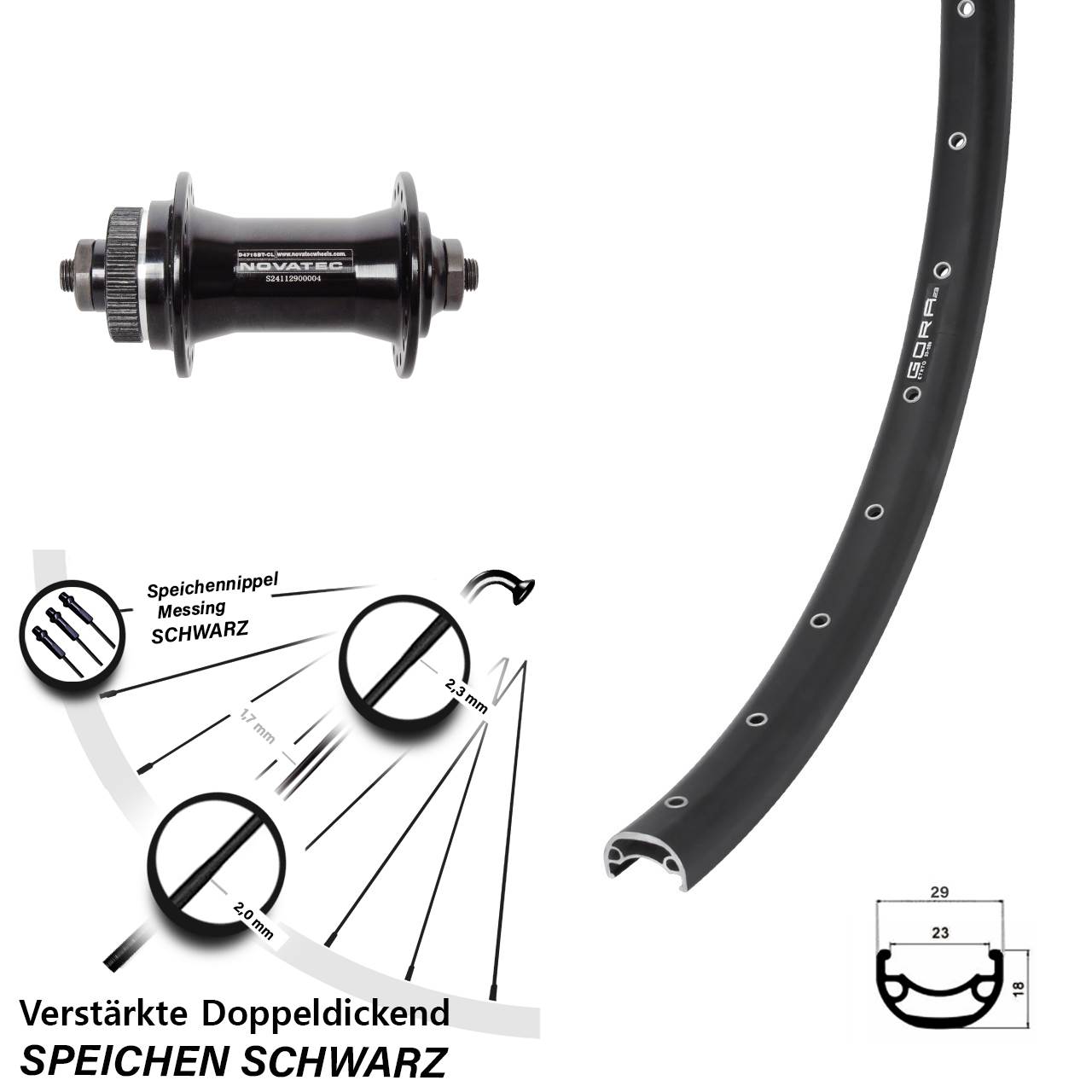 Gora 23 Novatec D471 26 Zoll Vorderrad Centerlock QR