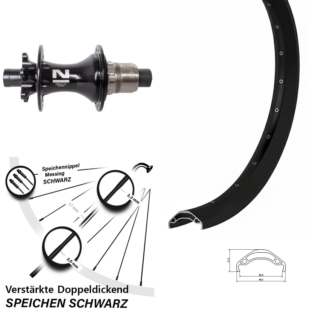 Hinterrad 6-Loch 29 Zoll Ryde Disc 35 Novatec D462SB XD 12x148