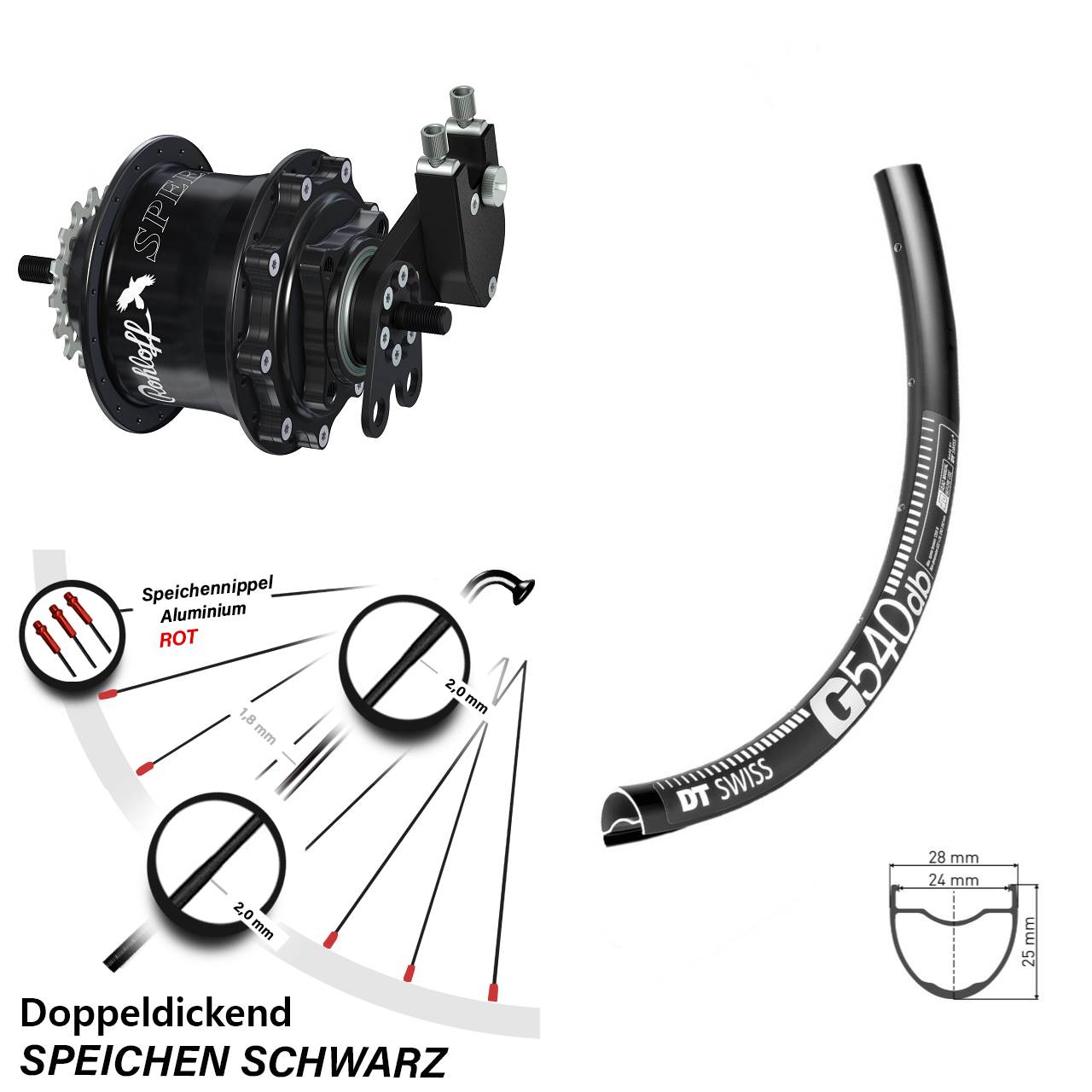 Disc Hinterrrad 29 Zoll DT Swiss G 540 Rohloff Speedhub 500/14 TS DB Tandem