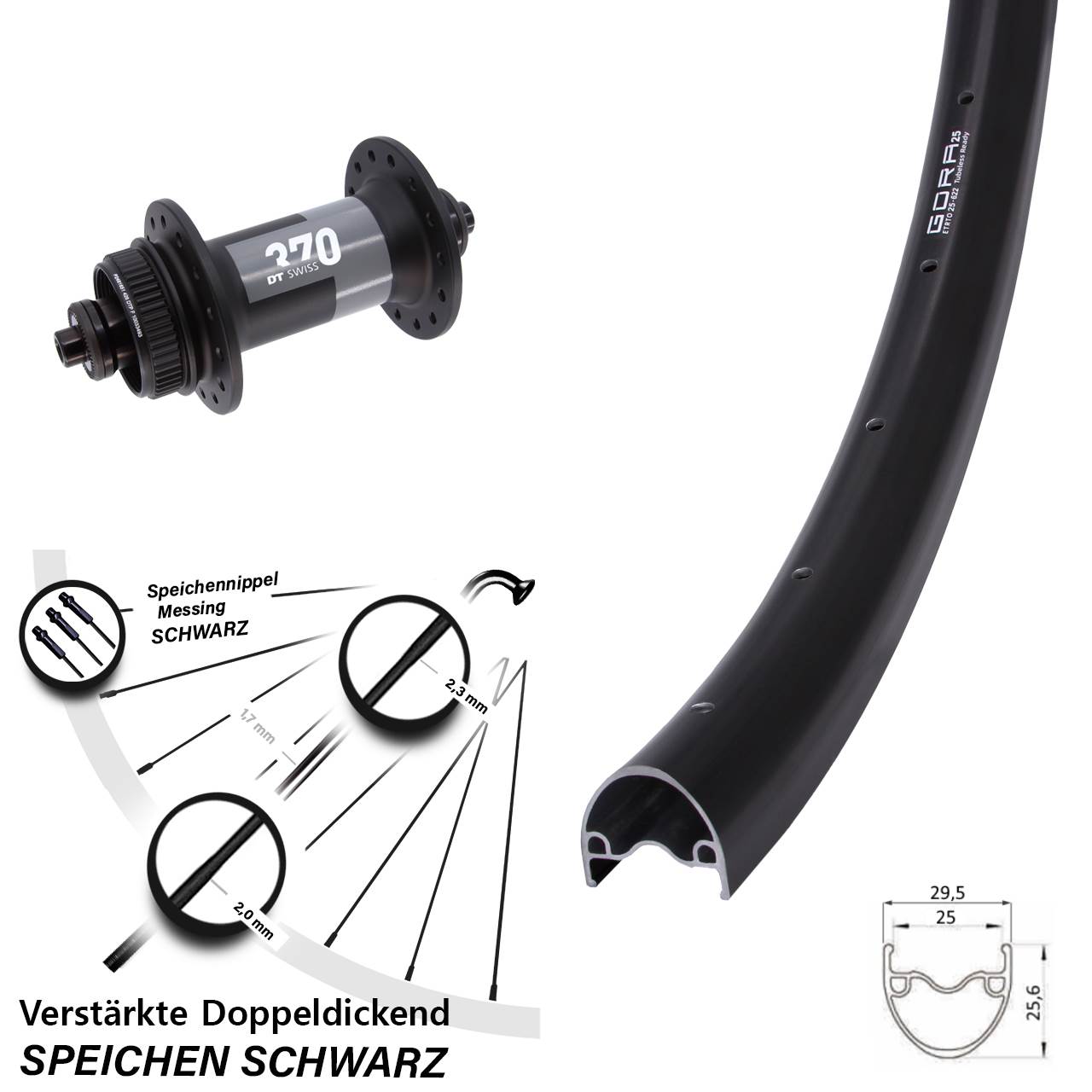 Centerlock Vorderrad 28-29 Zoll Gora 25 DT Swiss 370 QR