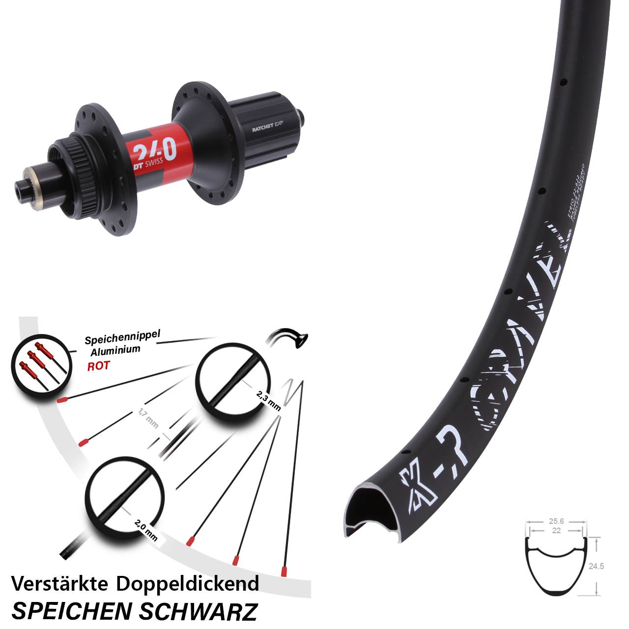 Disc Hinterrad QR 29 Zoll KX-R Gravel DT Swiss 240 11-12 fach HG
