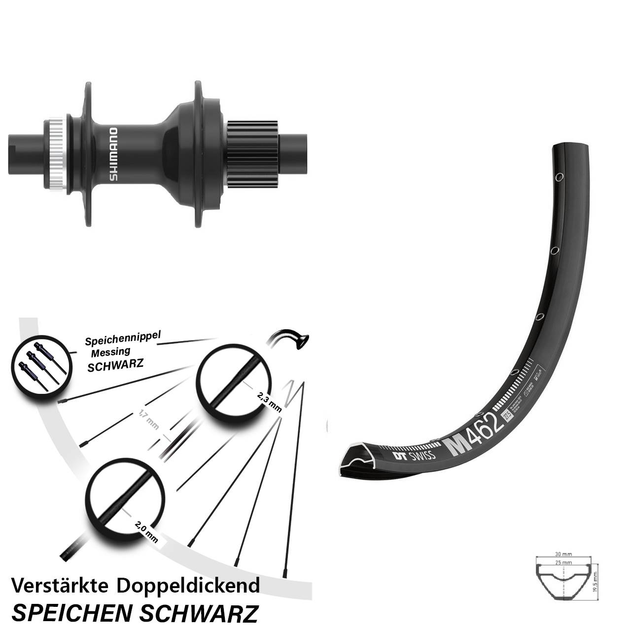 Hinterrad Centerlock 650B DT Swiss M462 Shimano FH-MT410 Micro Spline 12x142