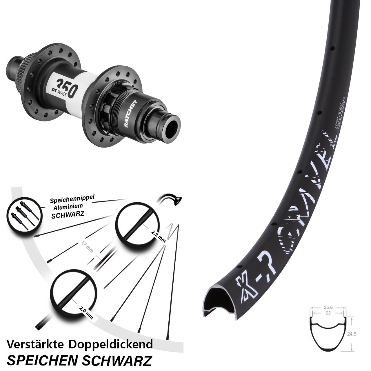 29 Zoll KX-R Gravel DT Swiss 350 Road Hinterrad Centerlock 12x142 XDR