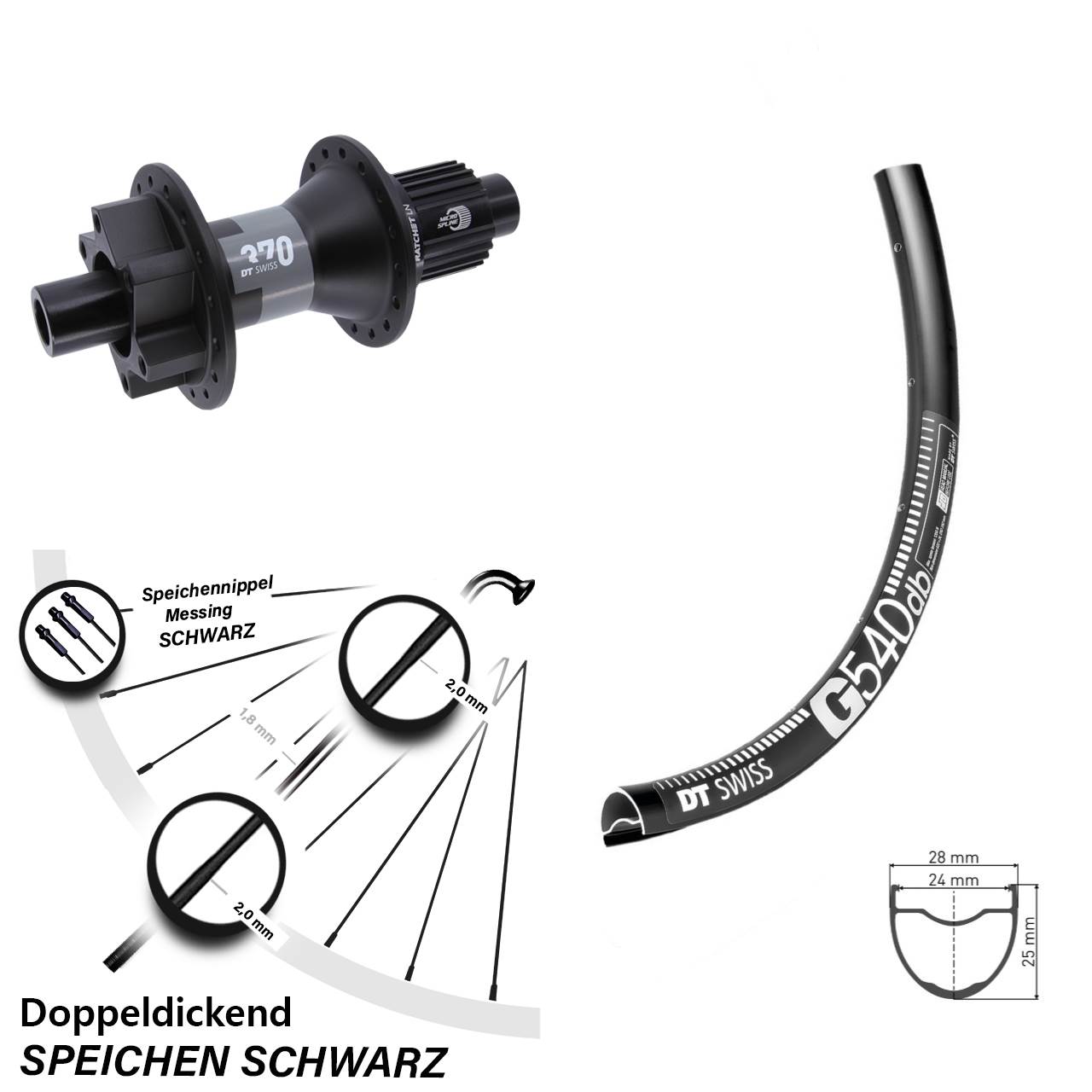 DT Swiss G540-370 650B Disc Hinterrad 12x142 Shimano Micro Spline