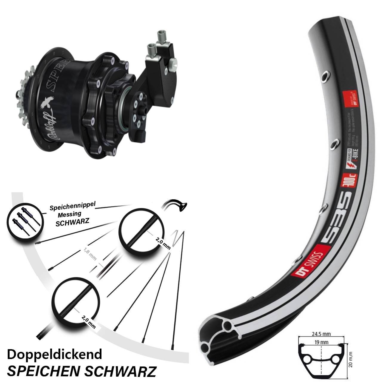 Rohloff Speedhub CC OEM DT Swiss 535 Hinteres Rad 28 Zoll