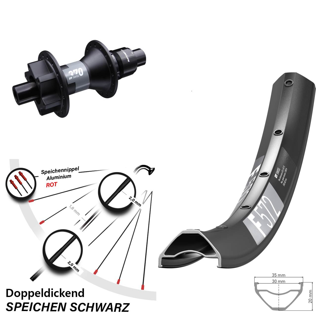 Hinterrad 6-Loch 12x142 650B DT Swiss F 572-370 SRAM XD