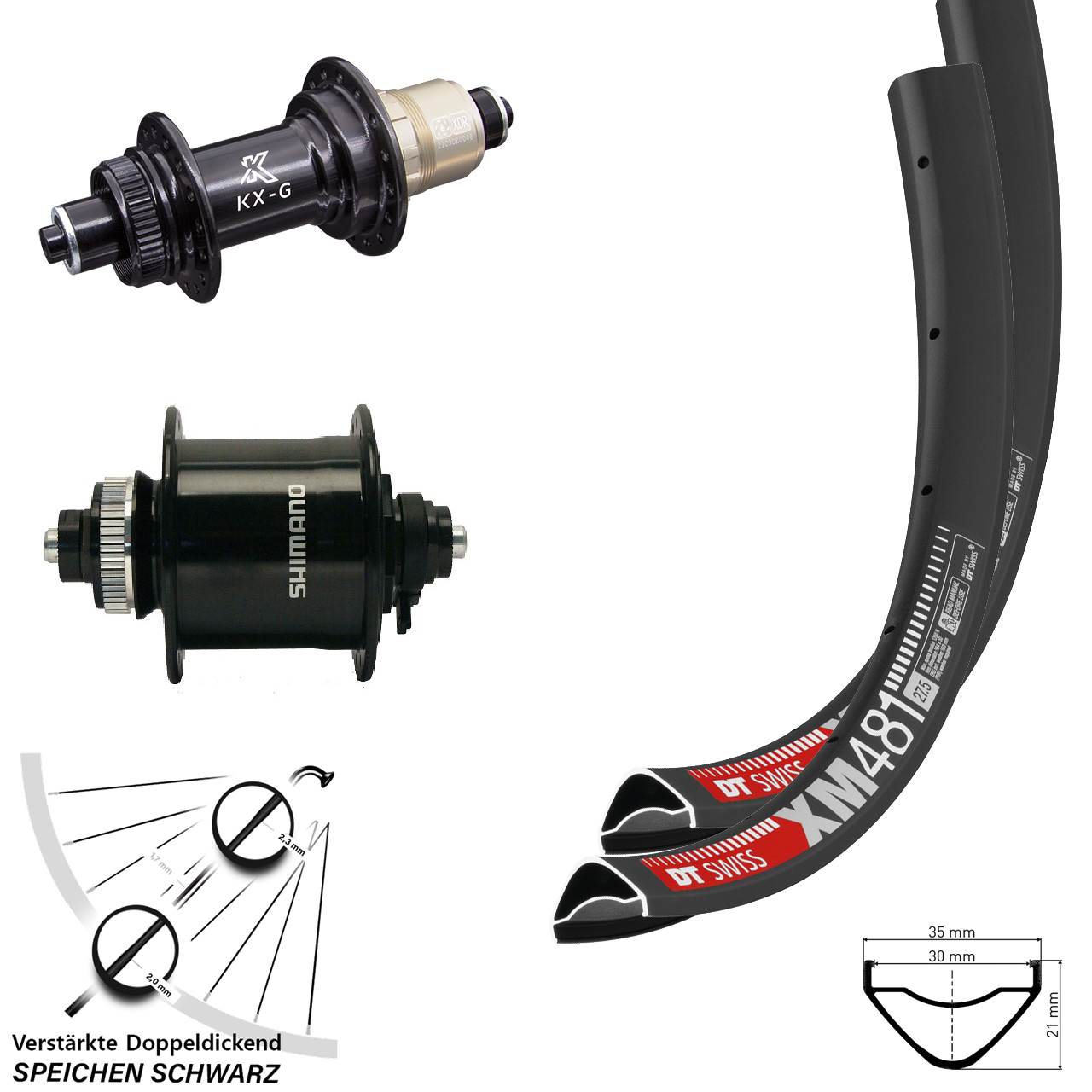 Centerlock Laufradsatz QR 27,5 Zoll DT Swiss XM481 KX-G Shimano DH-UR700 XDR 11-12 fach
