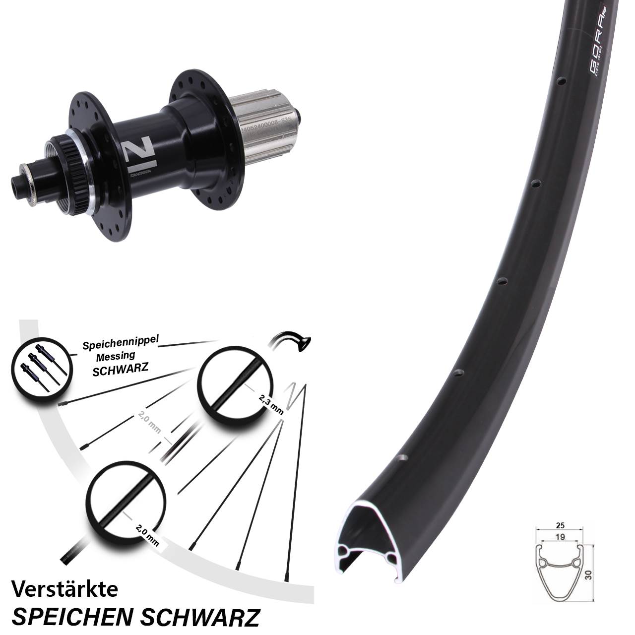 Hinterrad Centerlock für Schnellspanner 28 Zoll Gora Plus Novatec D042 8-12 fach