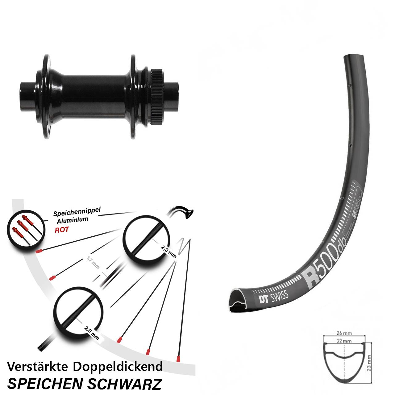 Vorderrad Centerlock 12x100 28-29 Zoll DT Swiss R 500 Formula CL-712