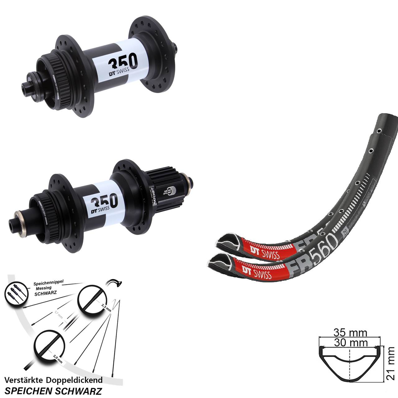 Disc Laufrad-Satz QR 26 Zoll DT Swiss FR 560 350 Shimano Micro Spline
