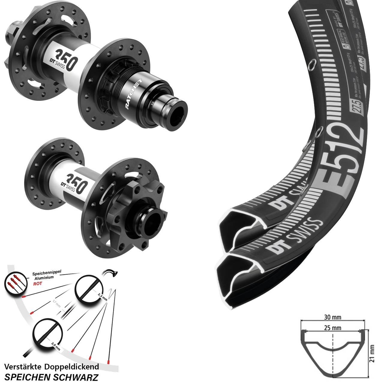 DT Swiss E512-350 29 Zoll Laufrad-Satz 15x110 12x148 Boost 6-Loch XD 11-12 fach