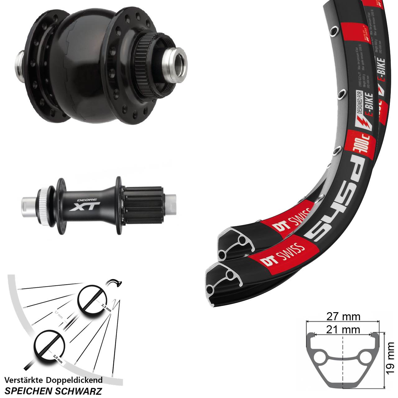 DT Swiss 545d Shimano FH-M788 SON 28 Zoll Disc Laufradsatz 12x100/142 8-11 fach HG