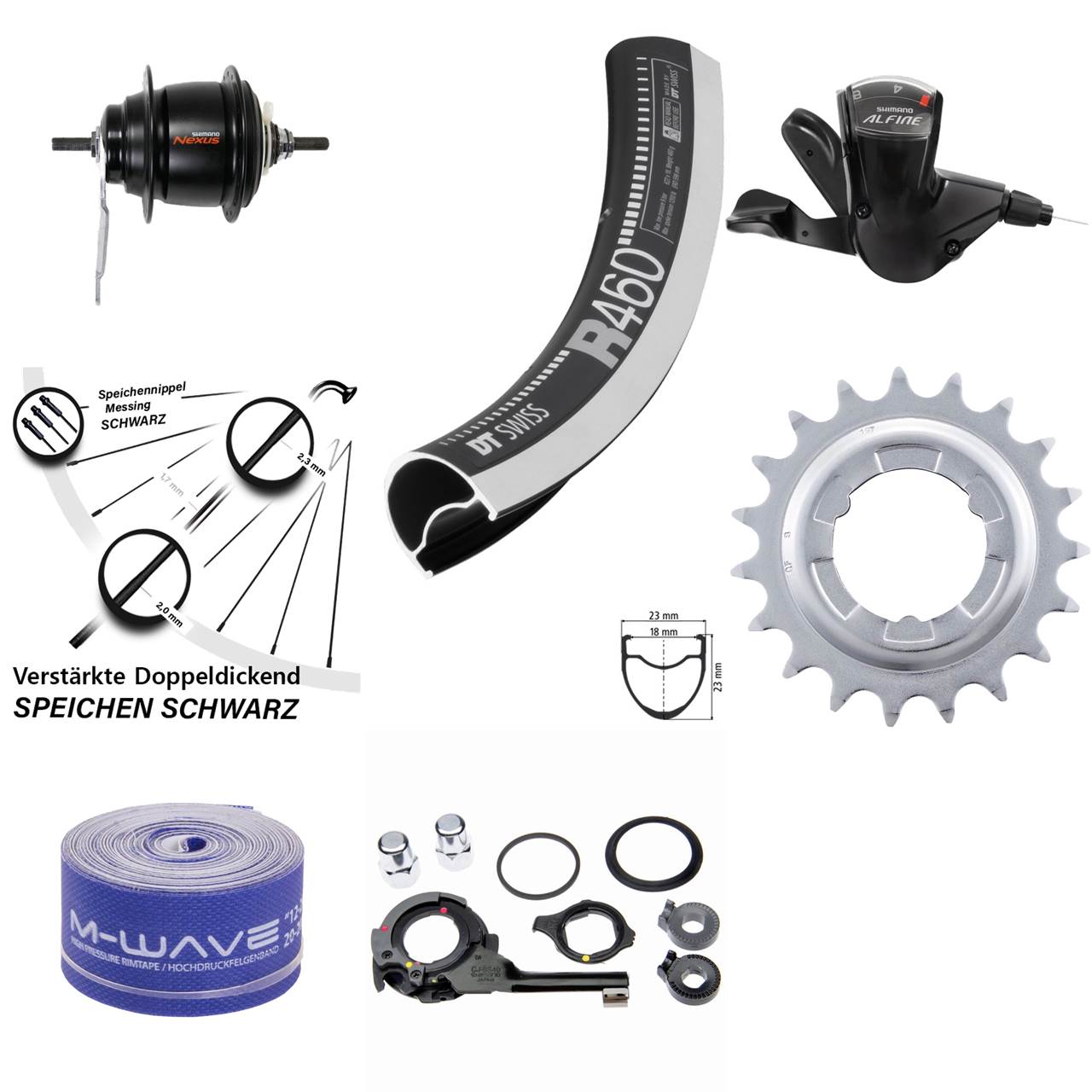 Hinterrad 28 Zoll Shimano Nexus 8 Gang DT Swiss R460 Rücktrittbremse