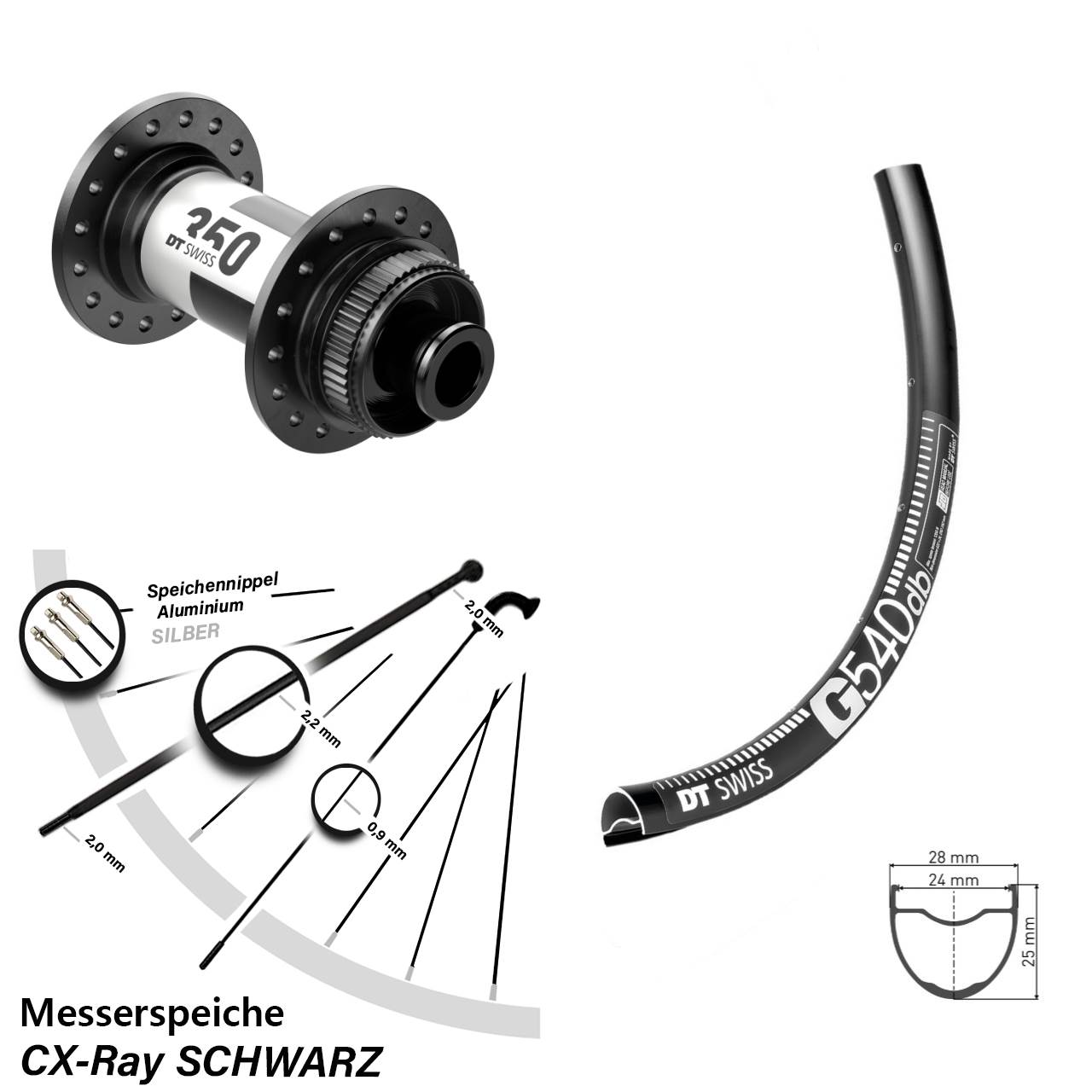 Vorderrad Centerlock 12x100 29 Zoll G 540 DT Swiss 350 CX-Ray