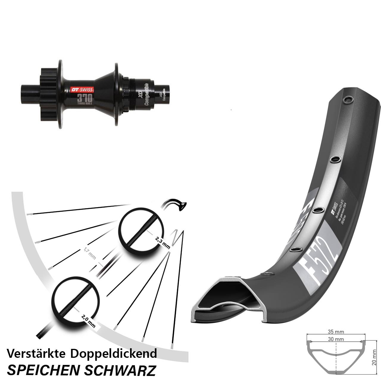 DT Swiss F572-370 29 Zoll Disc Hinterrad 12x142 SRAM XD