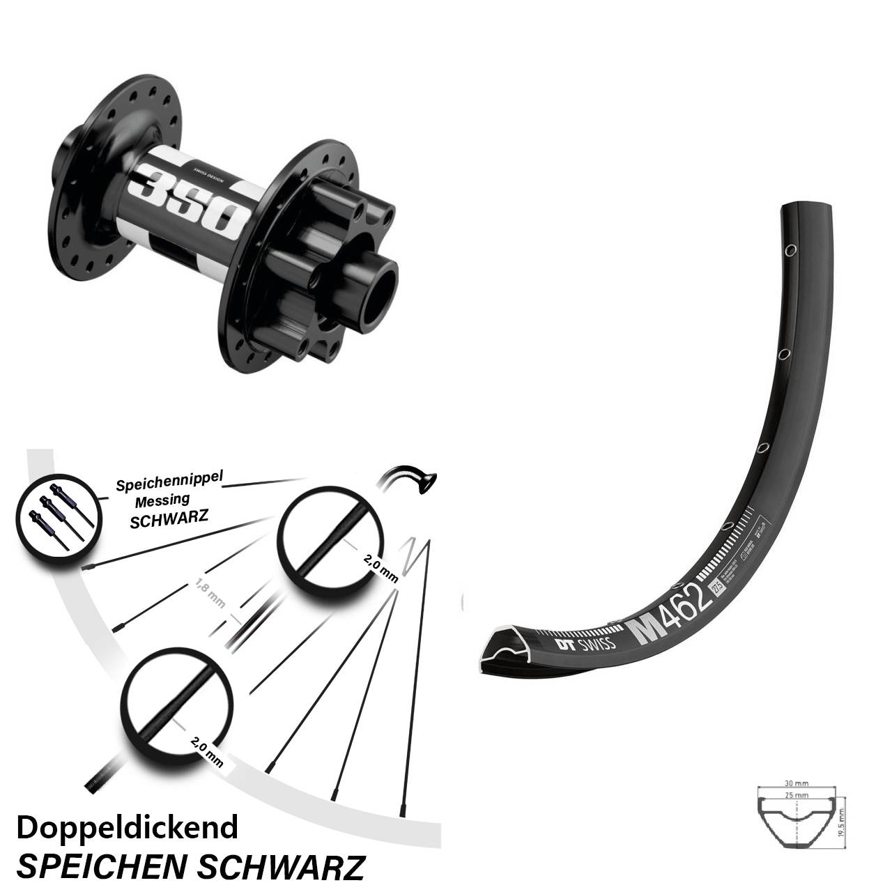 Boost Vorderrad 6-Loch 15x110 650B DT Swiss M 462 350