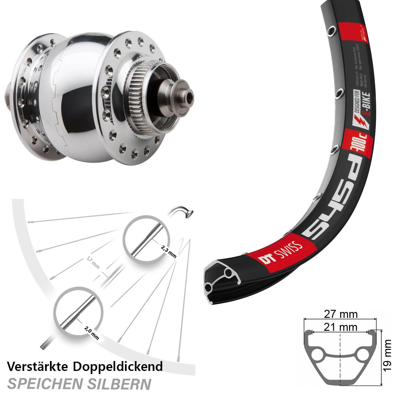 SONdelux DT Swiss 545 29 Zoll Centerlock Dynamovorderrad für Schnellspanner