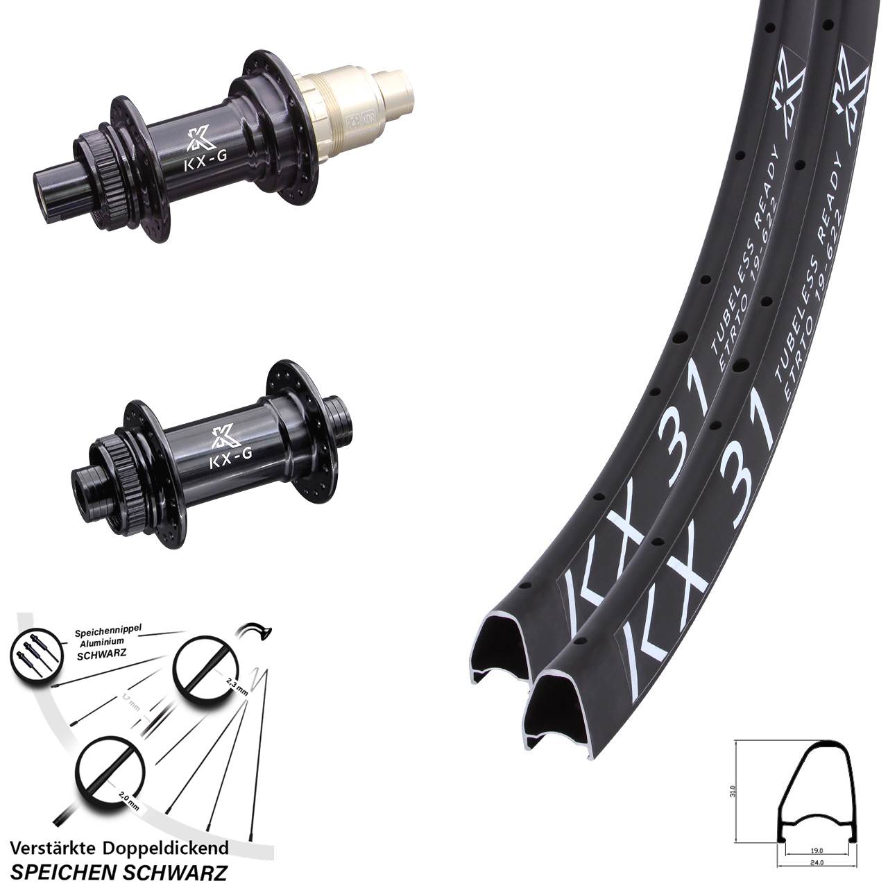Disc Laufradsatz 12x100/142 28 Zoll KX 31 Gravel SRAM XDR