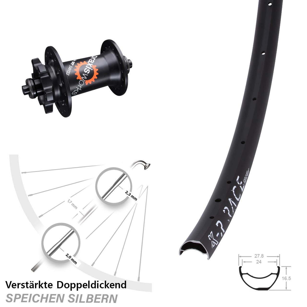 Vorderrad 6-Loch KX-R Race DT Swiss 350 für Schnellspanner