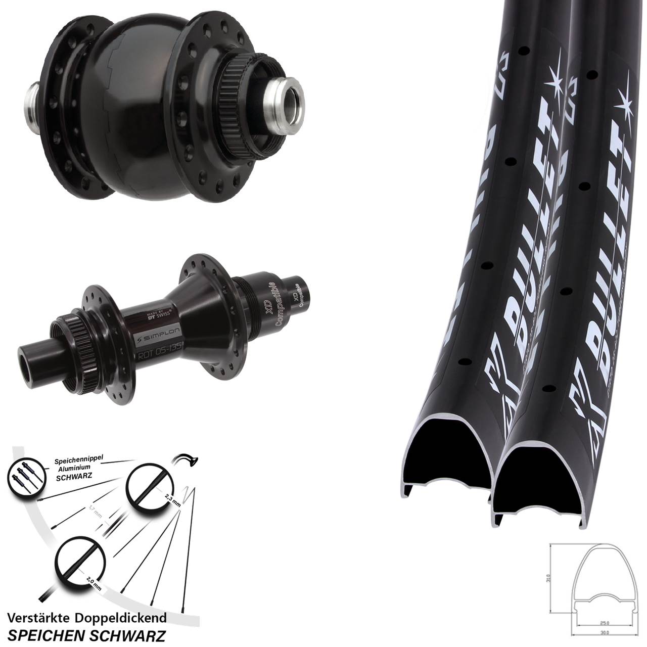 Disc Laufrad-Satz 29 Zoll KX Bullet DT Swiss 370 SON 28 XD 12x100/142