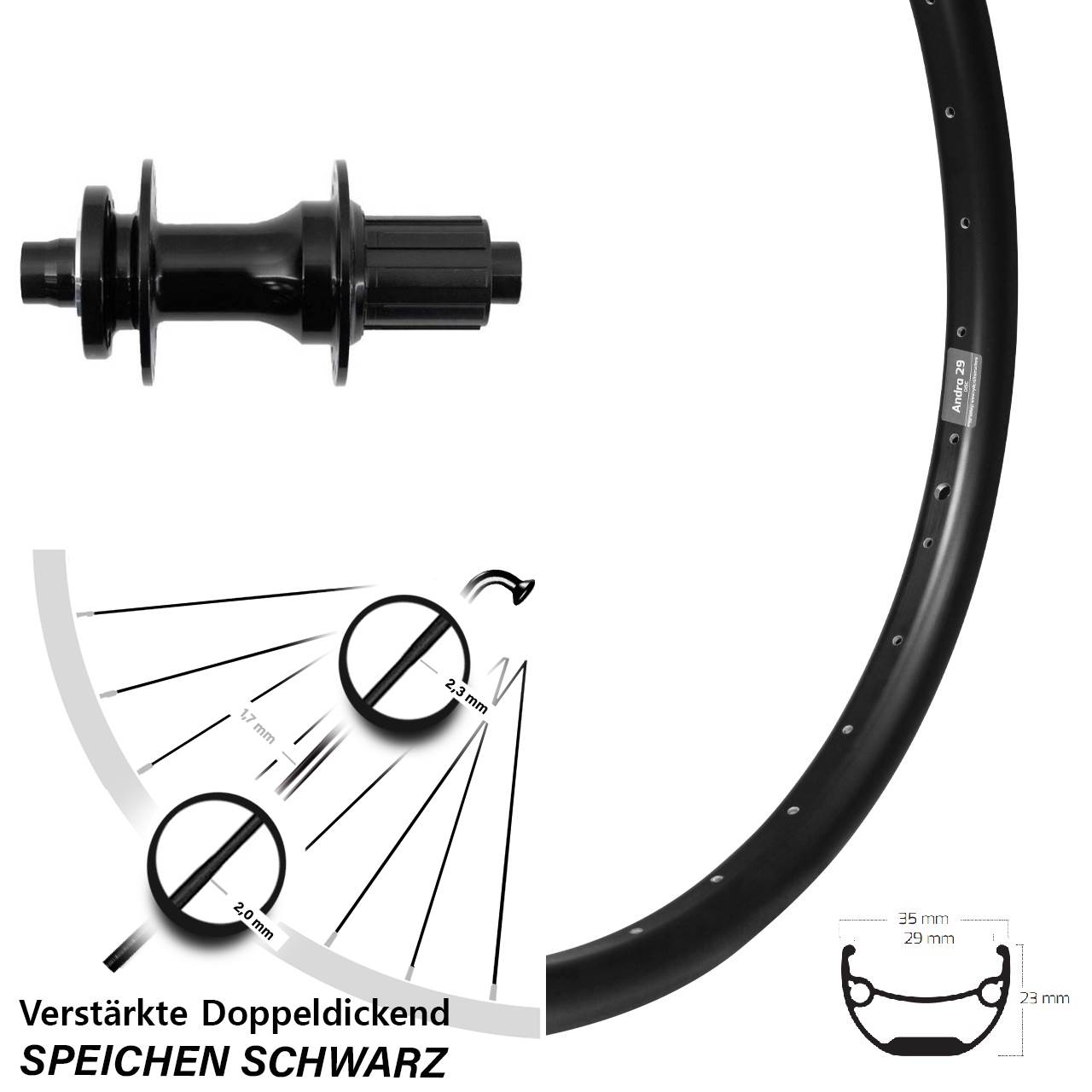 Disc Laufrad 26 Zoll Ryde Andra 29 Fastace 8-12 fach 12x148