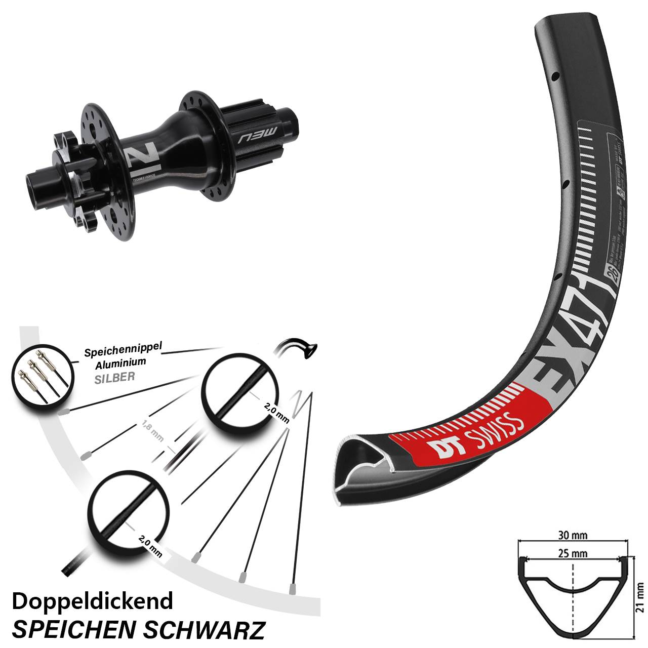Disc Hinterrad 12x142 27,5 Zoll DT Swiss EX471 Novatec Superlight Campa N3W