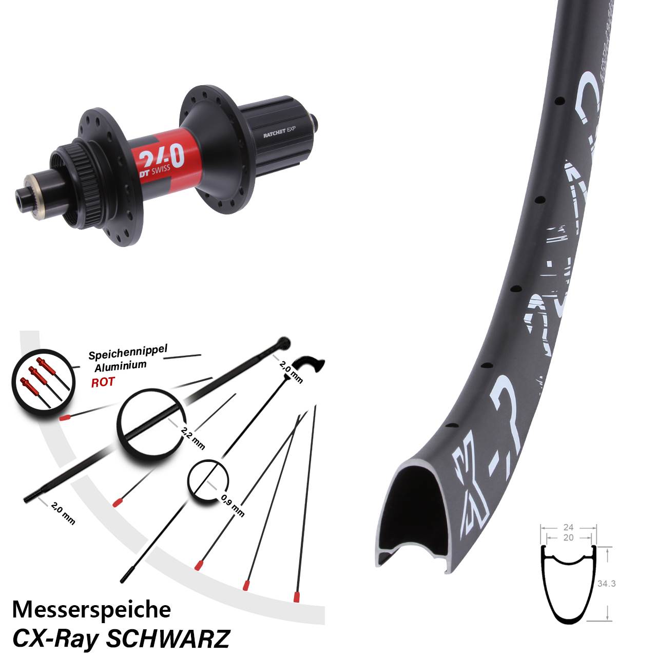 Disc Laufrad 28 Zoll KX-R Road DT Swiss 240 11-12 fach QR CX-Ray