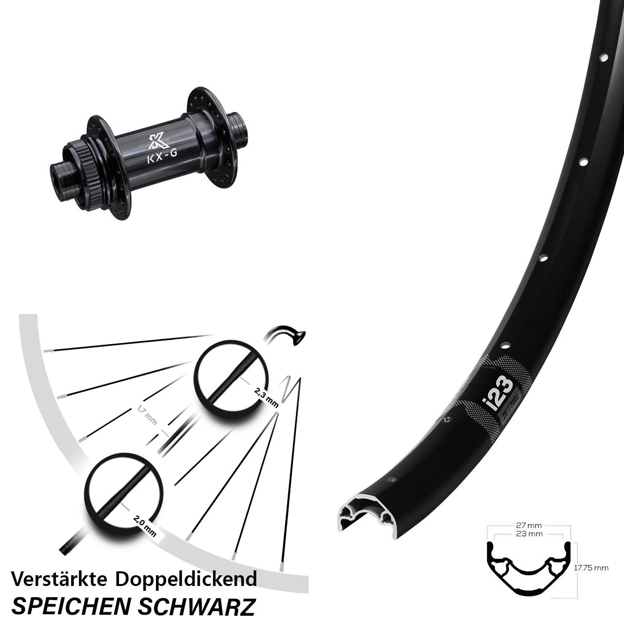 28-29 Zoll WTB i23 KX-G Vorderrad Centerlock 15x100