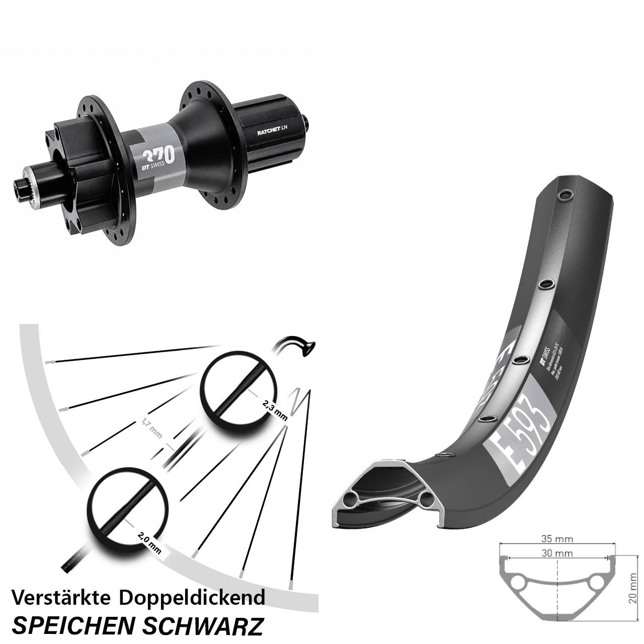 Disc Laufrad 29 Zoll DT Swiss E593 370 8-11 fach QR Boost