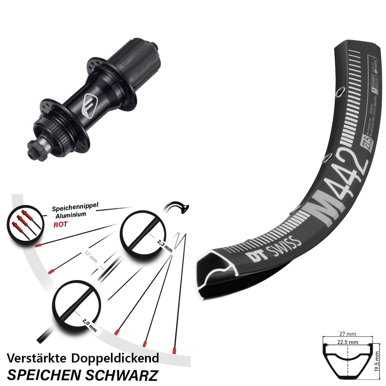 Centerlock Hinterrad QR 28-29 Zoll DT Swiss M 442 Formula CL52 8-11 fach HG
