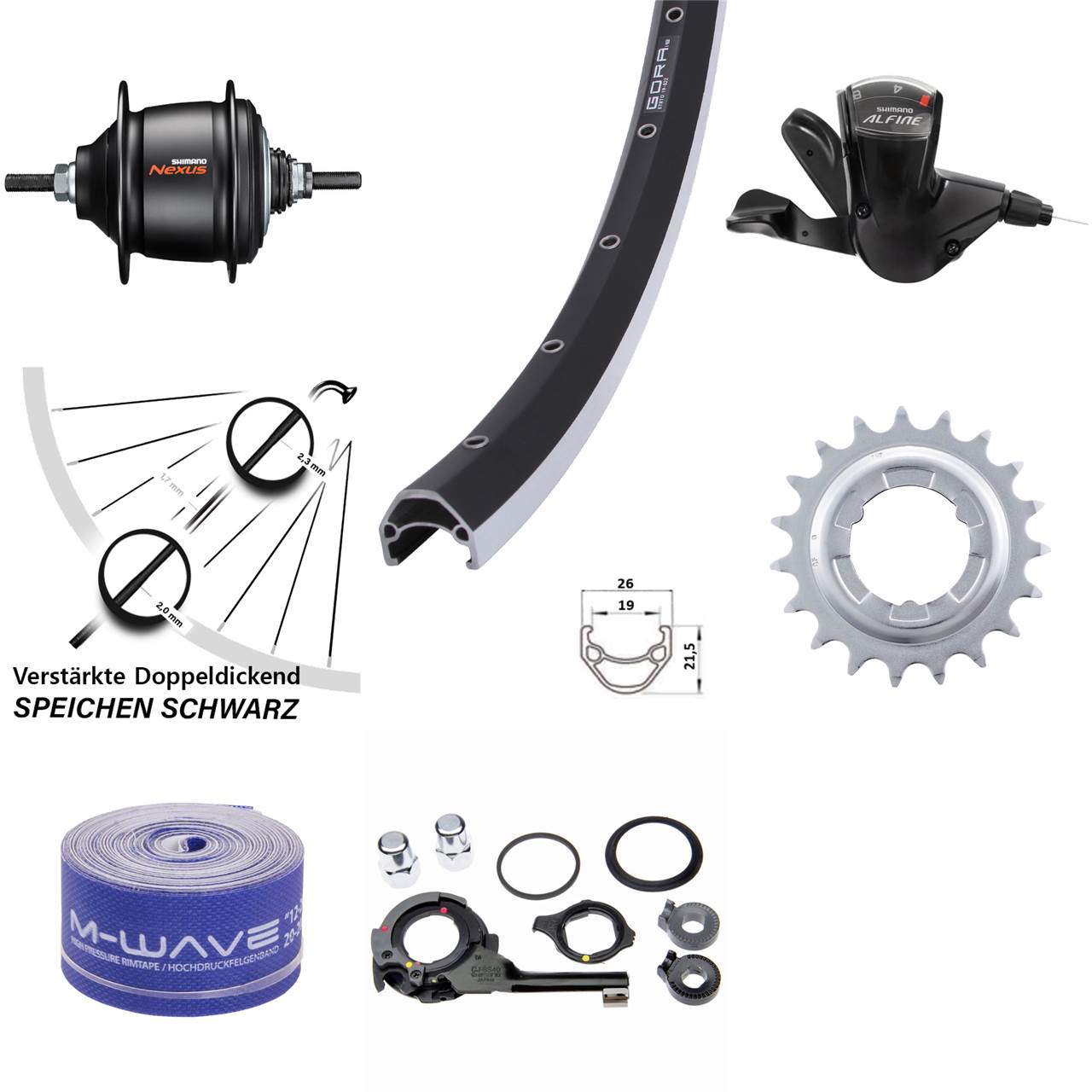 Hinterrad 28 Zoll Shimano Nexus 8-Gang Gora 19 schwarz Freilauf