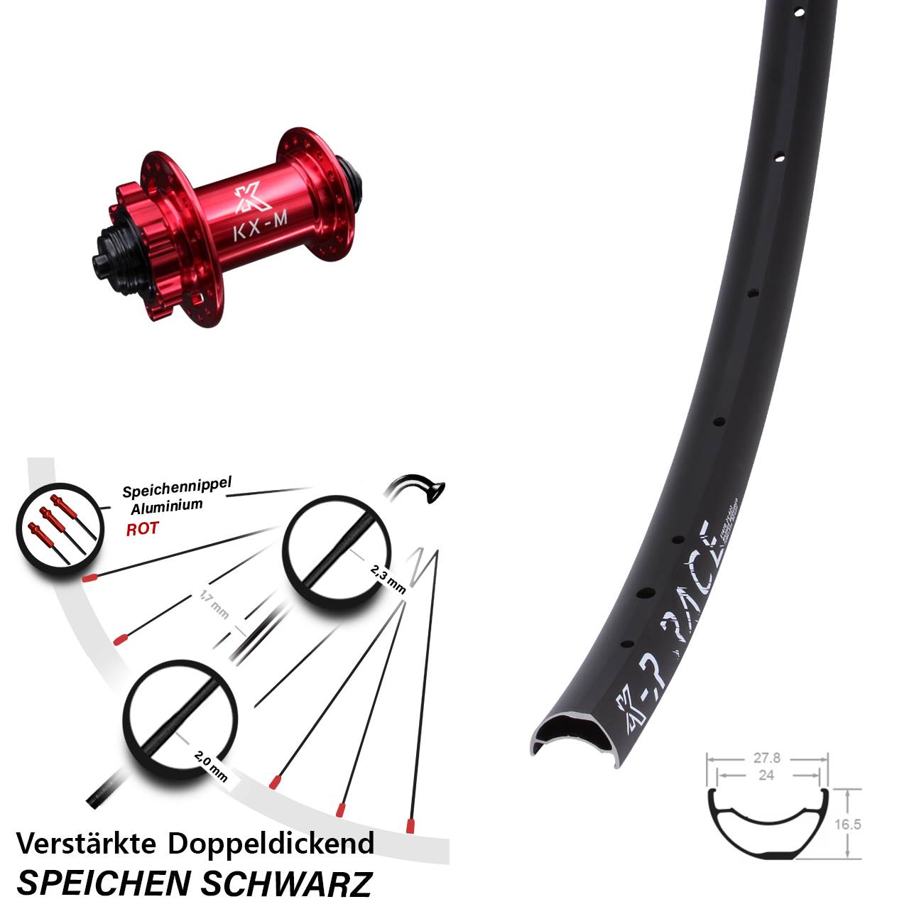 Disc Vorderrad 29 Zoll KX-MR Race rot QR