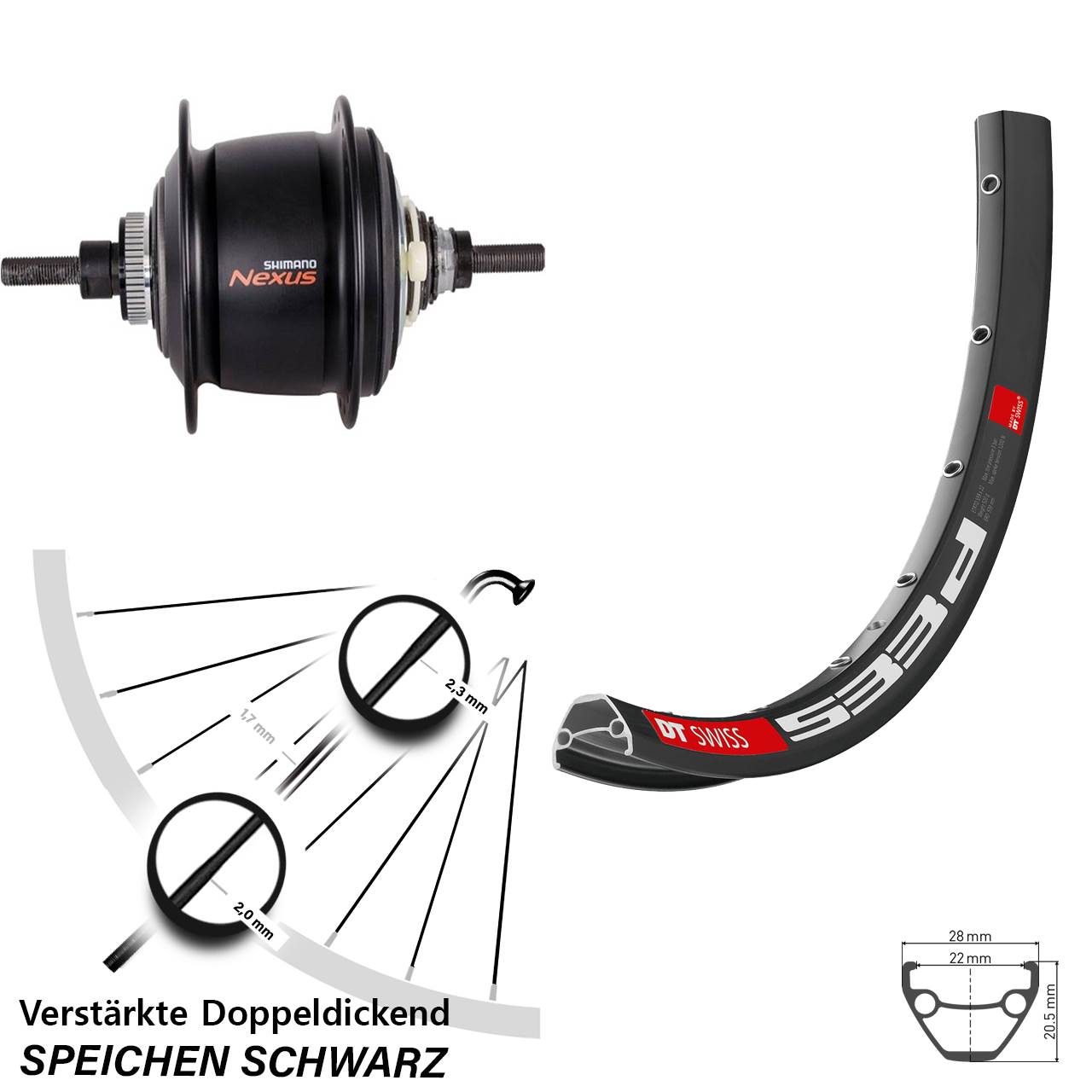 28-29 Zoll 8-Gang Centerlock DT Swiss 533 Hinterrad
