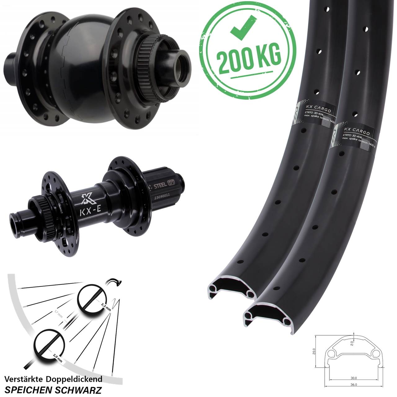 Centerlock Laufradsatz 29 Zoll KX-E Cargo Heavy Duty SON 28 8-12 fach HG 15x110 12x148