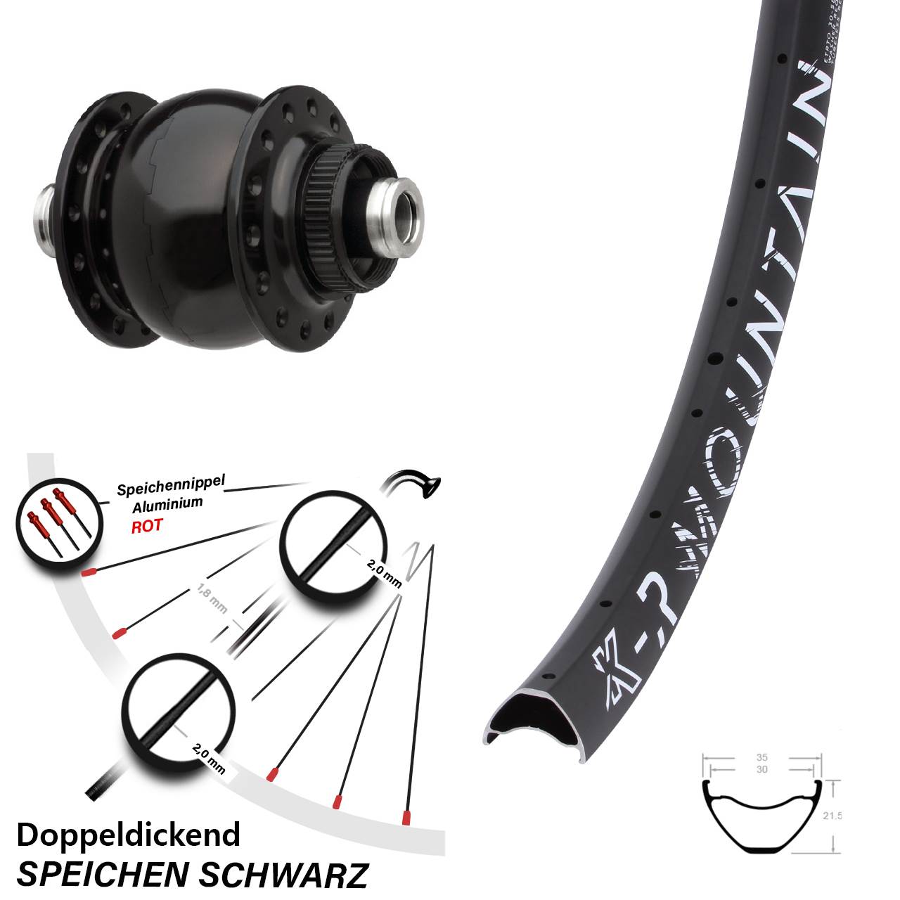 Centerlock Vorderrad mit Dynamo 29 Zoll KX-R Mountain SON 28 12x100