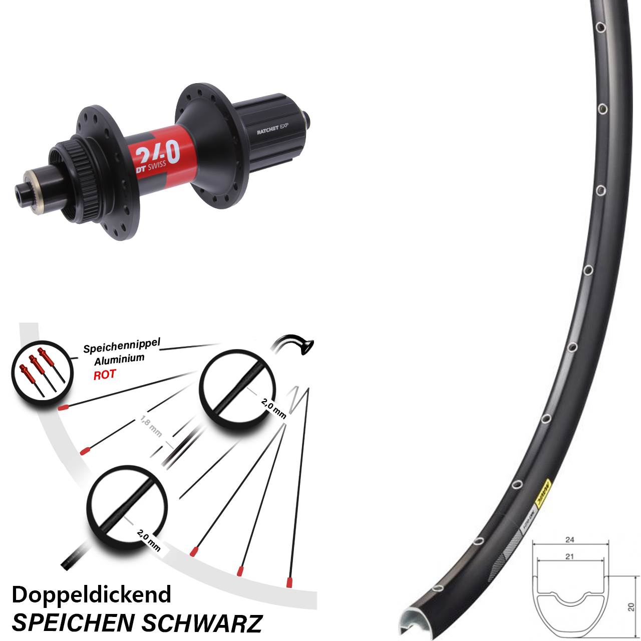 Mavic XC621 DT Swiss 240 28-29 Zoll Hinterrad Centerlock für Schnellspanner 11-12 fach HG