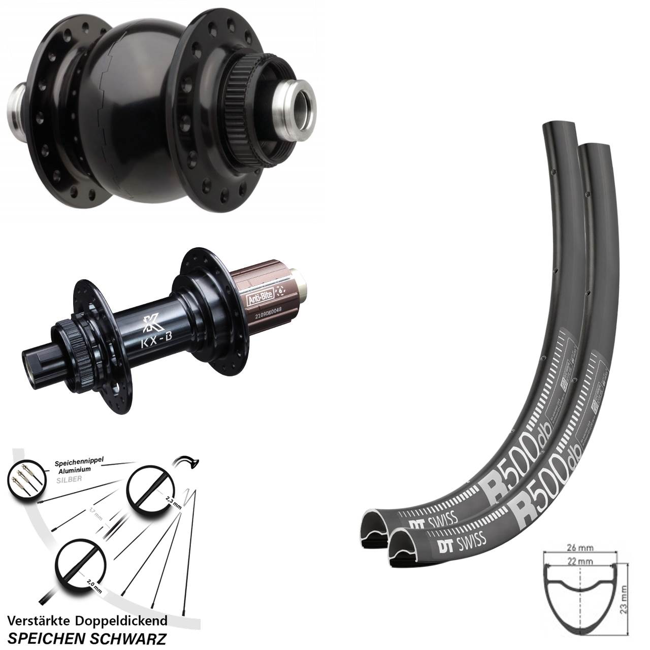 Centerlock Laufradsatz 29 Zoll DT Swiss R500 KX-B SON 28 8-12 fach 12x110/148 Boost