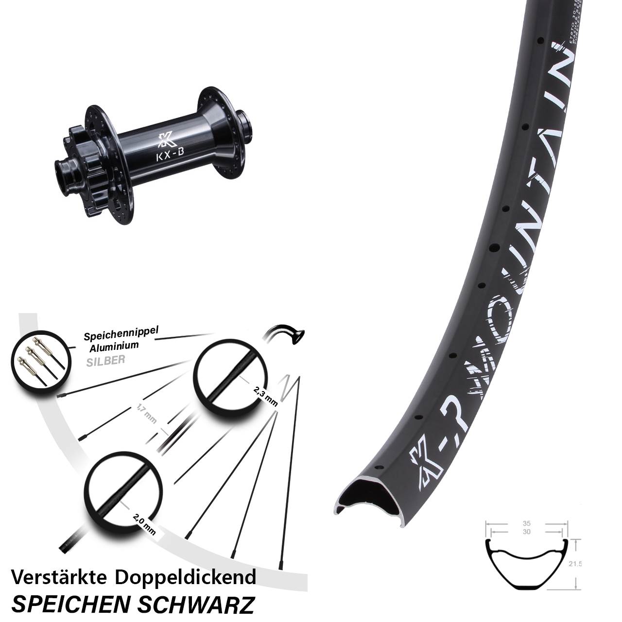Vorderrad 6-Loch 29 Zoll KX-R Mountain verstärkt 15x110 Boost