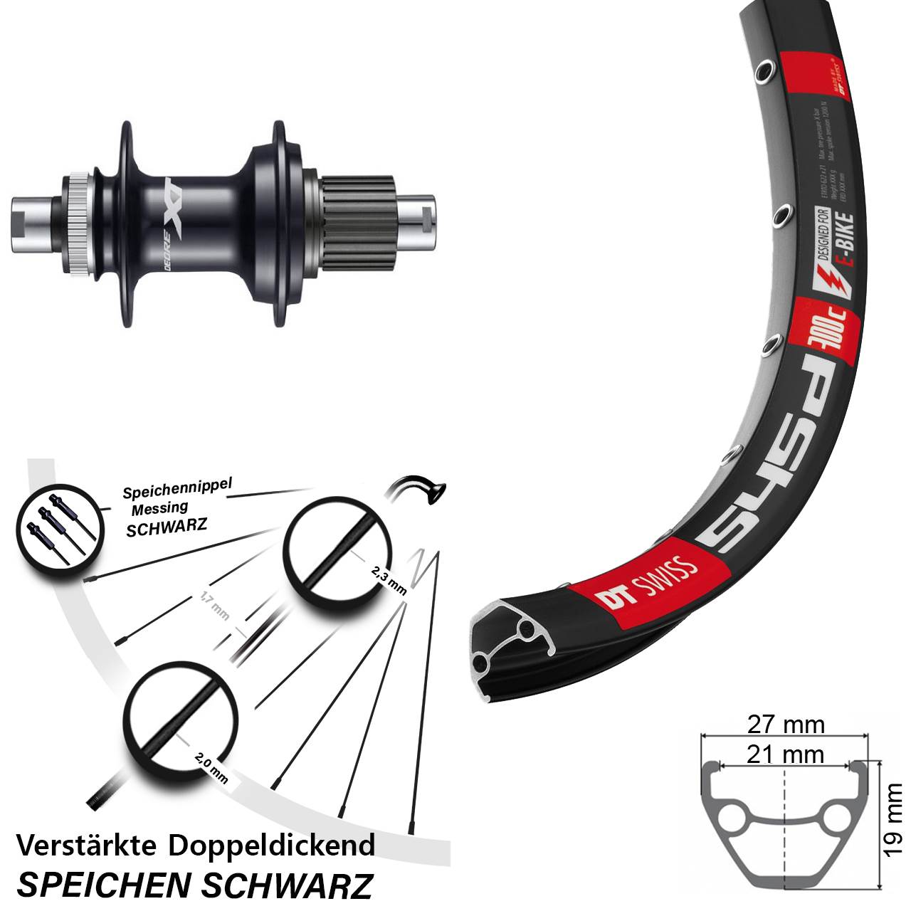 26 Zoll DT Swiss 545 Shimano FH-M8110 Hinterrad Centerlock 12x142 Micro Spline