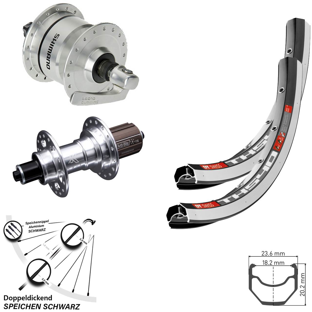 Laufrad-Satz für Schnellspanner 28 Zoll DT Swiss TK540 KX-T Shimano DH3N72 8-12 fach