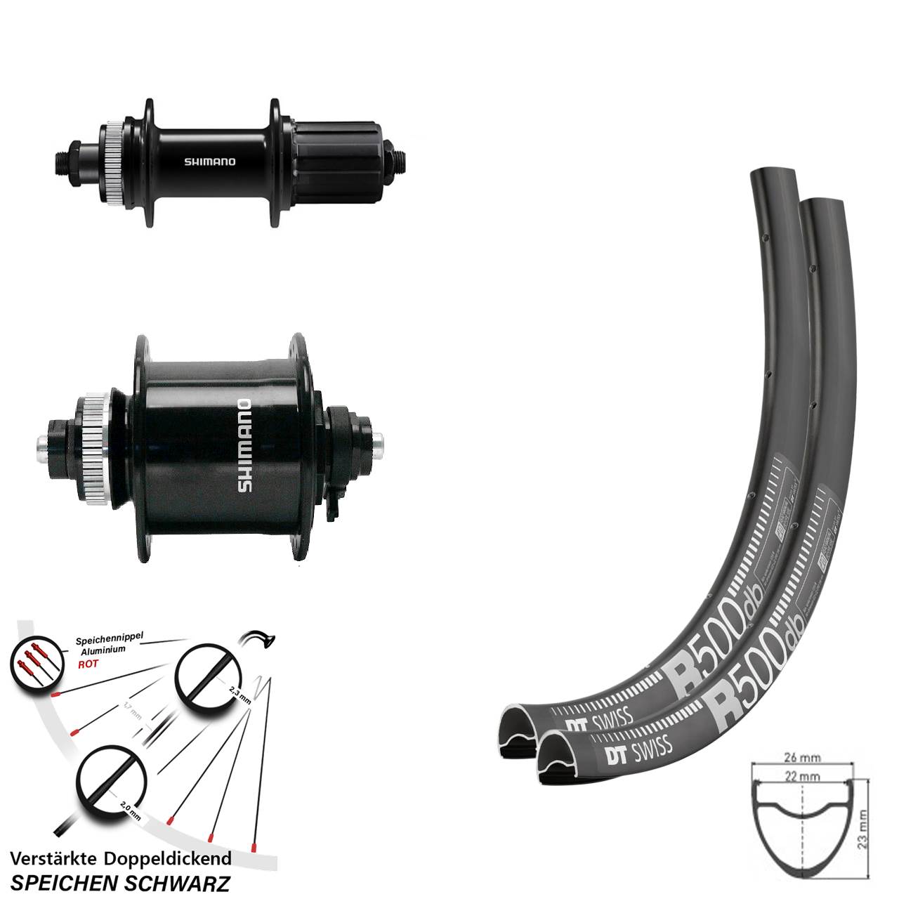 29 Zoll DT Swiss R500 Shimano QC400 UR700 Centerlock Laufradsatz 5x100/135