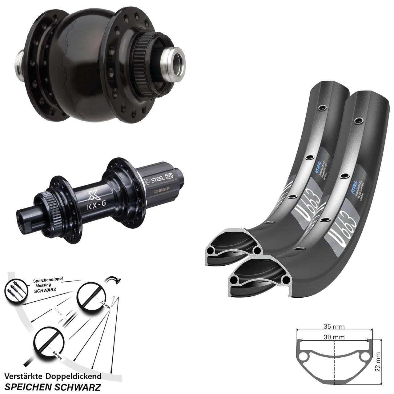 29 Zoll DT Swiss U663 SON 28 KX-GS 8-12 fach Centerlock Laufradsatz 12x100/142