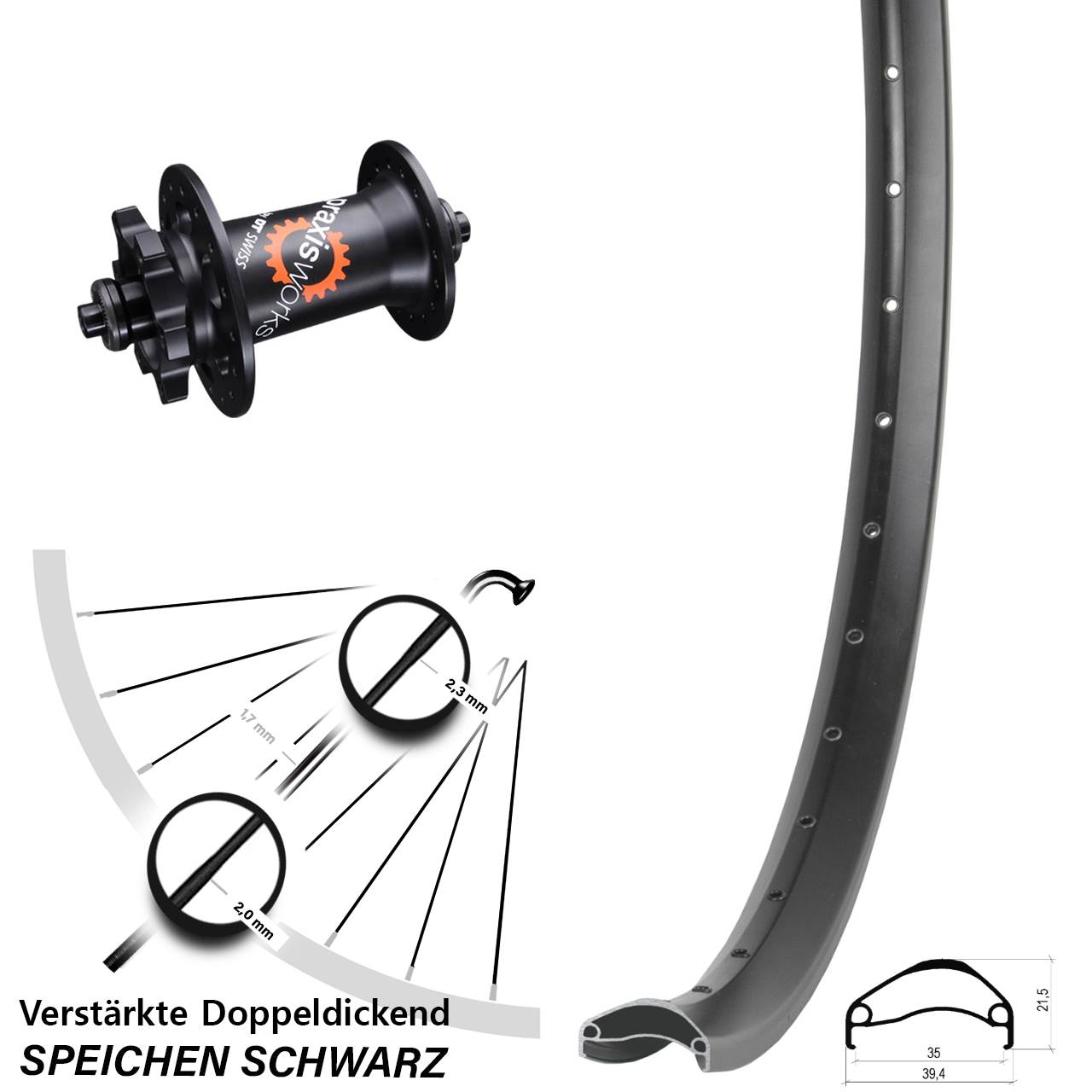 Vorderrad 6-Loch 29 Zoll Ambrosio E35 DT Swiss 350 QR