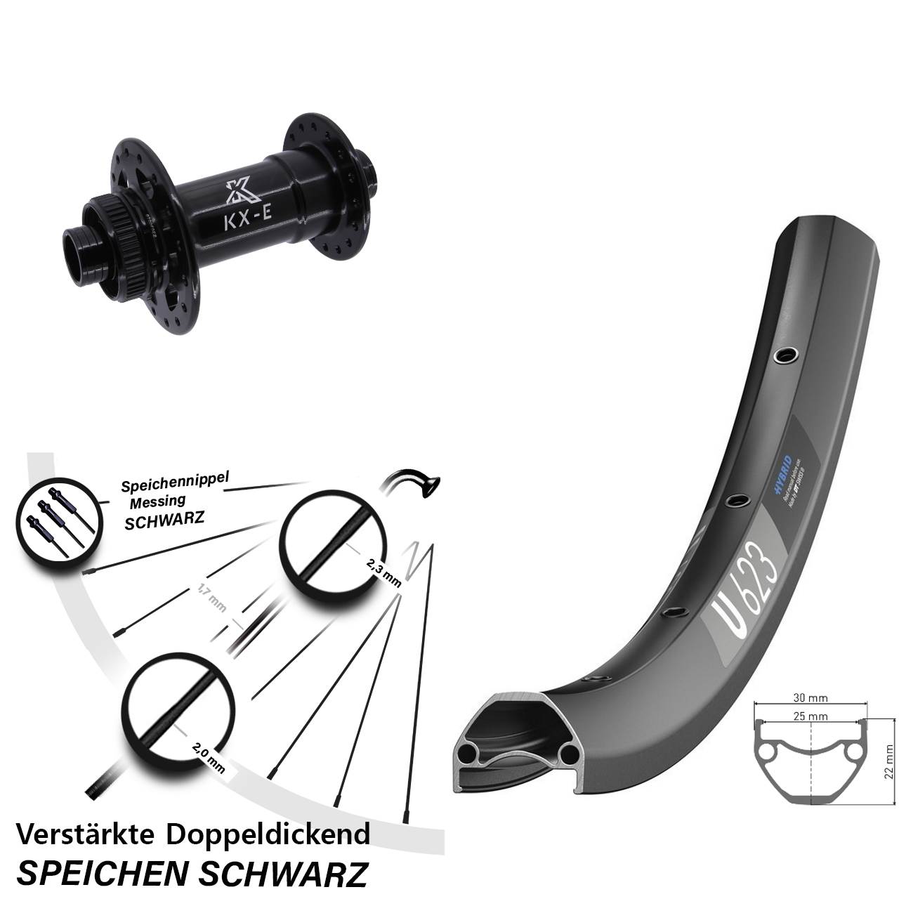 Vorderrad Centerlock 29 Zoll DT Swiss U 623 KX-E Heavy Duty 15x110 Boost