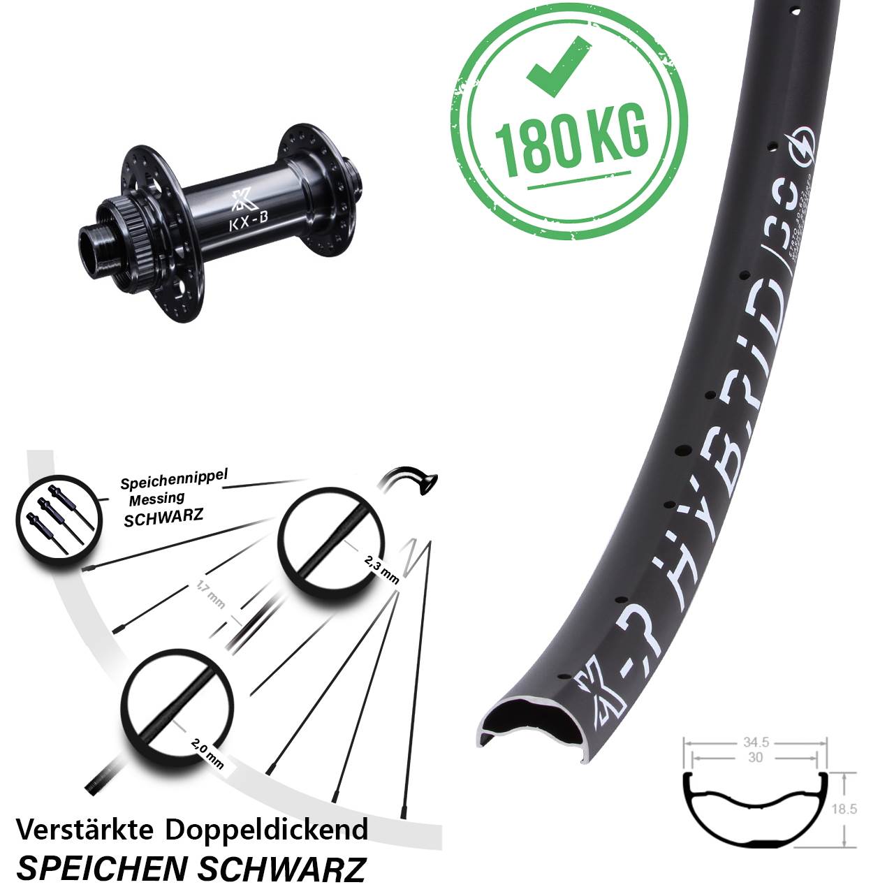 KX-BR Hybrid 30 29 Zoll Disc Laufrad 12x110 Boost