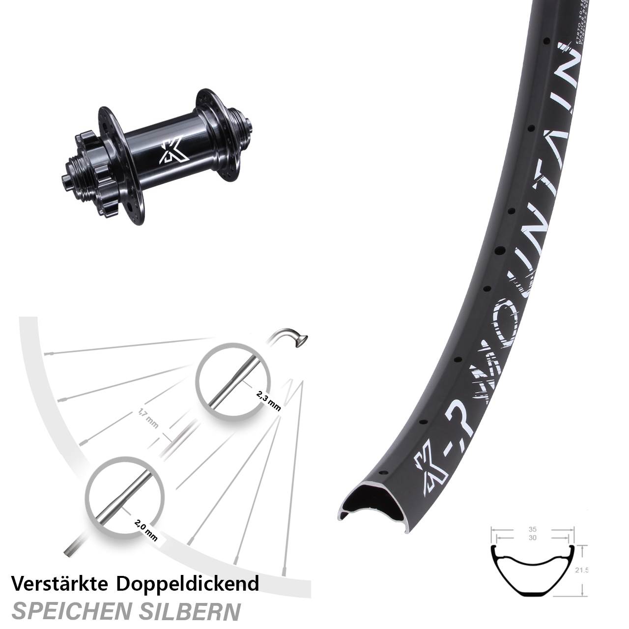 Disc Vorderrad 29 Zoll KX-R Mountain 5x100 mm QR