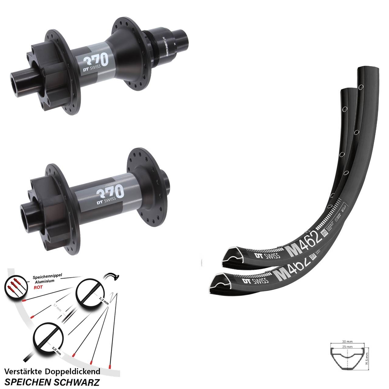 Laufradsatz 6-Loch 15x110 12x148 27,5 Zoll DT Swiss M 462-370 XD 11-12 fach