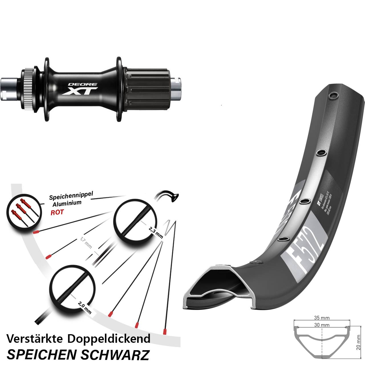 Centerlock Hinterrad 12x148 29 Zoll DT Swiss F 572 Shimano XT FH-M8010-B 8-11 fach HG